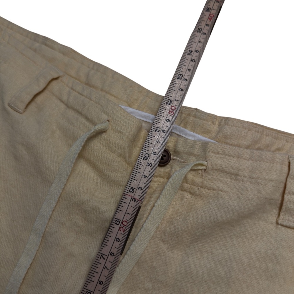 Cubavera Linen Blend Cargo Shorts Light Yellow Men’s 42 Below Knee Tie Hem EUC - Picture 10 of 11